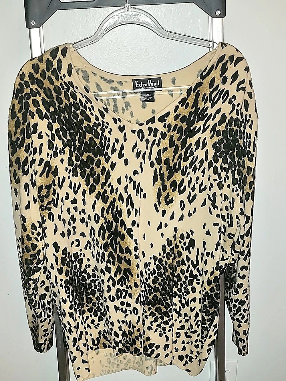 Extra Point Leopard Print Blouse in Brown & Black Size Medium
